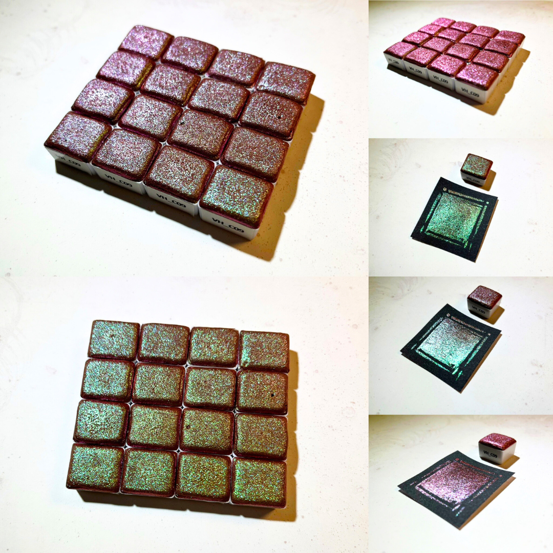 Aquarellfarben - Chamäleon - Grün<>Weinrot - VHC09