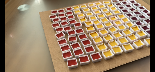 Protokoll zum Materialverhalten farbiger Substanzen im Aquarellsystem