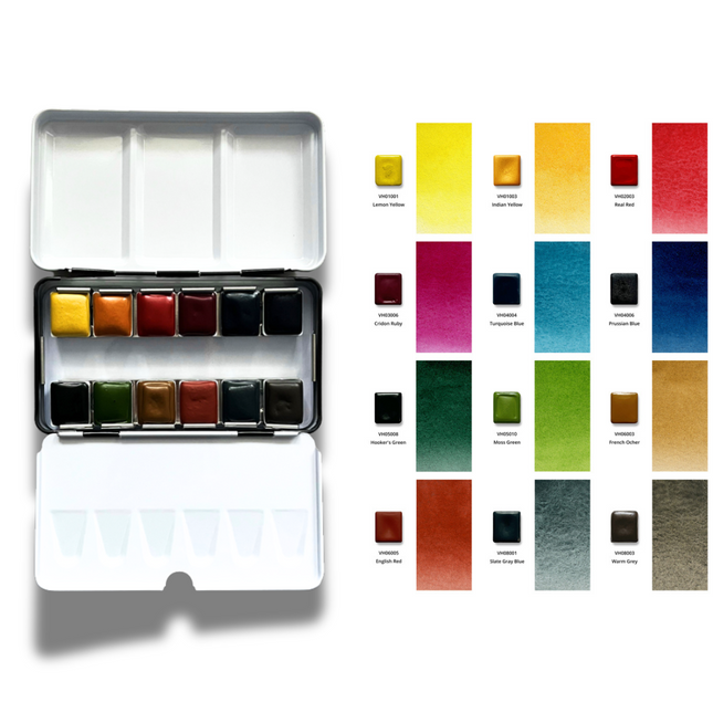 Handgemachte Aquarellfarben - Premium Edition - Honig - Artist 12er - PE1