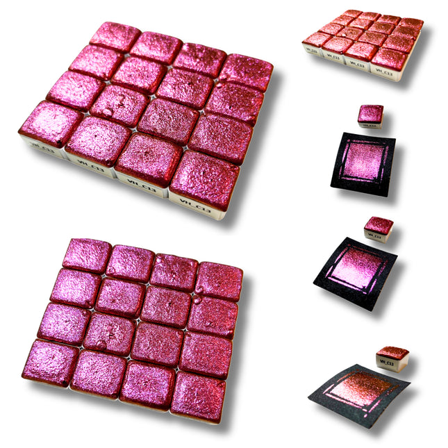 Handgemachte Aquarellfarben - Chamäleon - Rosa<>Korallrot - VHC13
