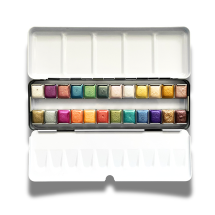 Handgemachte Aquarellfarben - Premium Edition - Metallic - Magic 24er - PE7