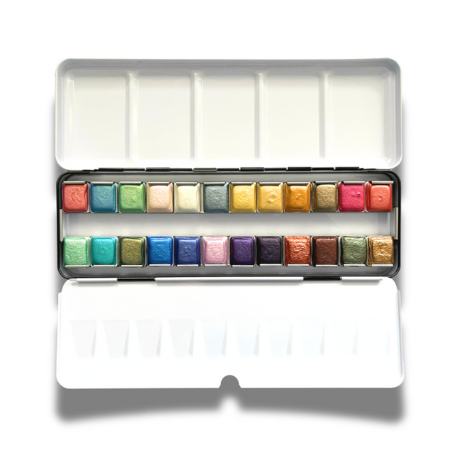 Handgemachte Aquarellfarben - Premium Edition - Metallic - Gloria 24er - PE8