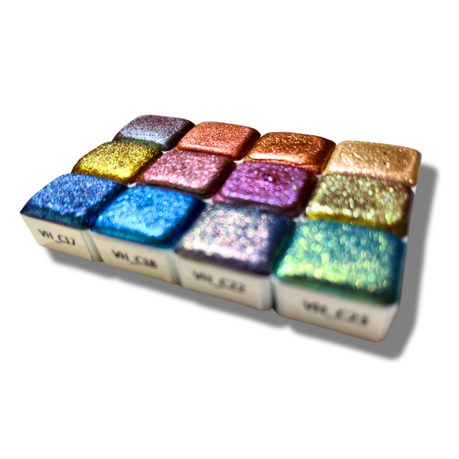 Handgemachte Aquarellfarben - Chamäleon - Spectrum Secret 12er Set mit Box - C1