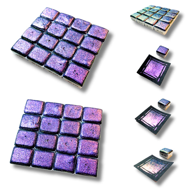 Handgemachte Aquarellfarben - Chamäleon - Violett<>Grün - VHC22