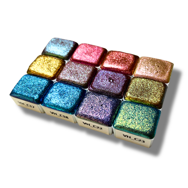 Handgemachte Aquarellfarben - Chamäleon - Spectrum Secret 12er Set mit Box - C1