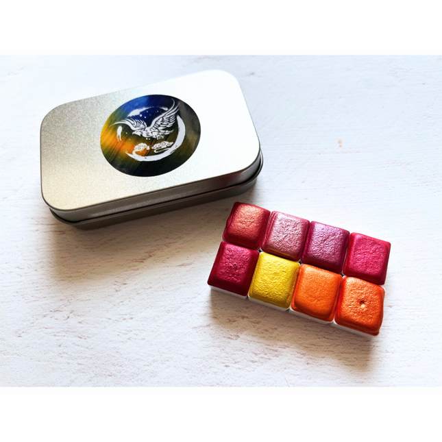 Handgemachte Aquarellfarben - Metallic Set - Flower 8er mit Box - M20