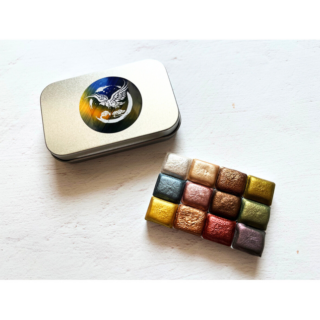 Handgemachte Aquarellfarben - Metallic Set - Glory 12er mit Box - M22