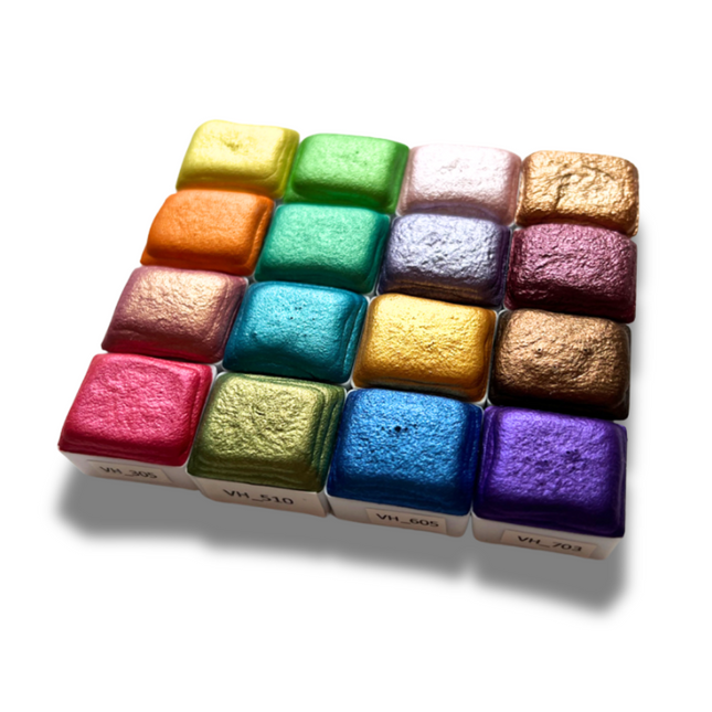 Handgemachte Aquarellfarben - Luminous Whispers Metallic Set - 16er ohne Box - M24