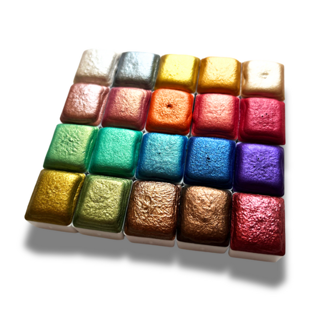 Handgemachte Aquarellfarben - Metallic Set - Mystic Bloom 20er ohne Box - M25