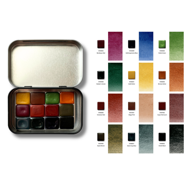 Handgemachte Aquarellfarben - Honig - 12er Herbst Set mit B1 Box - H3