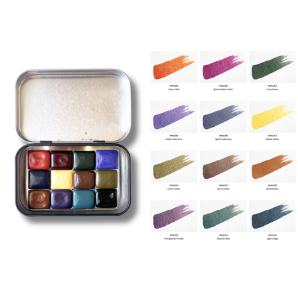 Handgemachte Aquarellfarben - Honig - 12er limitiertes Set mit B1 Box - L4