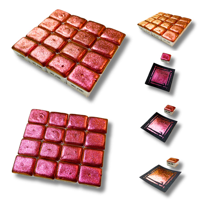 Handgemachte Aquarellfarben - Chamäleon - Rosa<>Gold Orange - VHC06
