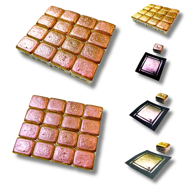 Handgemachte Aquarellfarben - Chamäleon - Pink<>Gold - VHC07