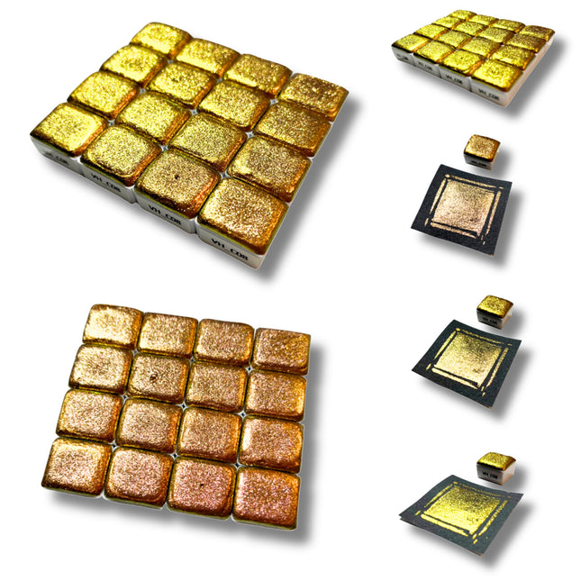 Handgemachte Aquarellfarben - Chamäleon - Korallengold<>Gold - VHC08